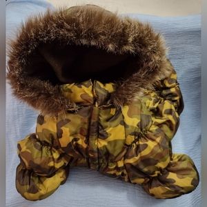 Pet Life Camo Puffer Dog Parka Hooded